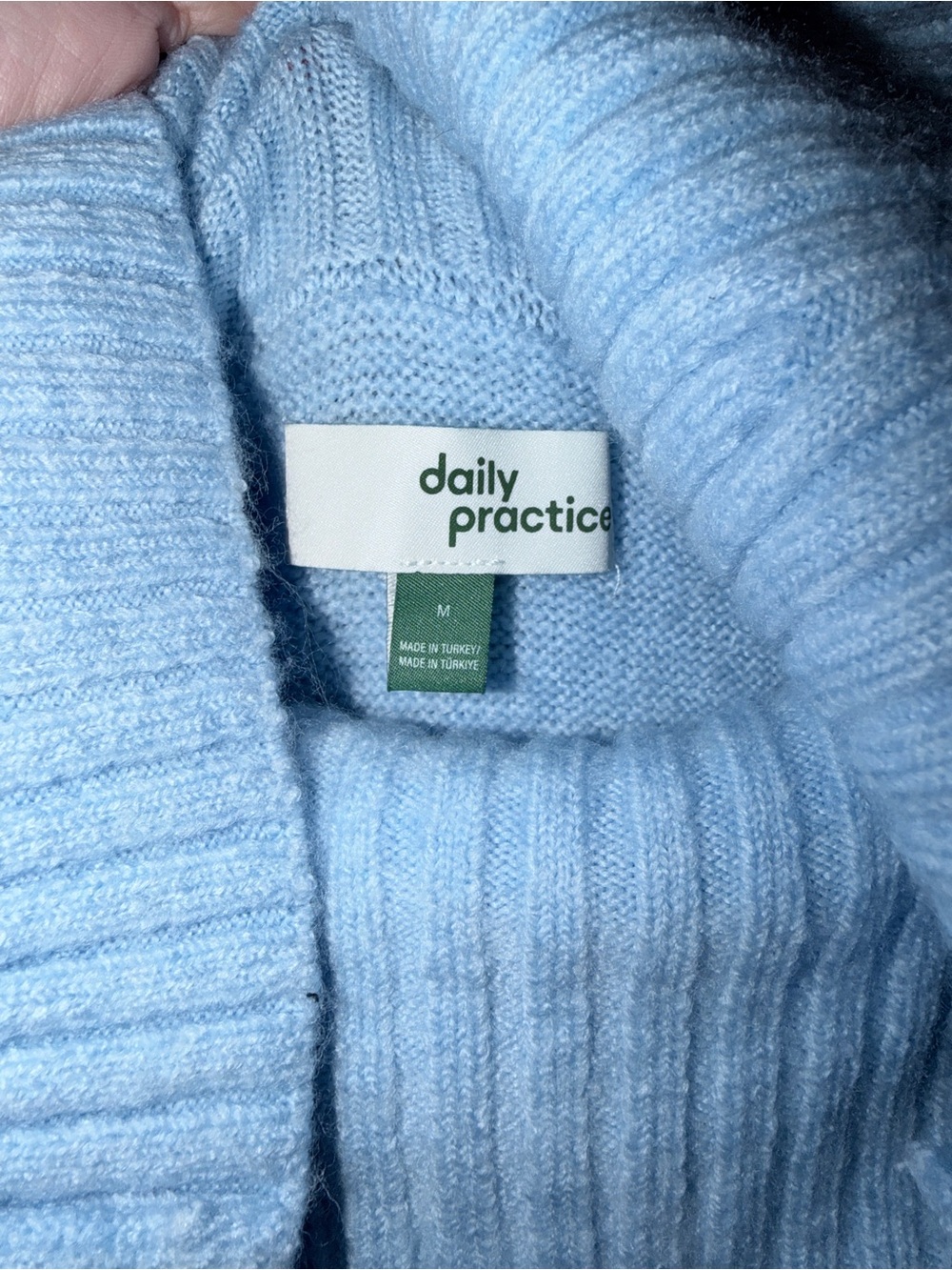Daily Practice Off-Shoulder Light Blue Ribbed Knit Sweater Dress - Picture 7 of 7